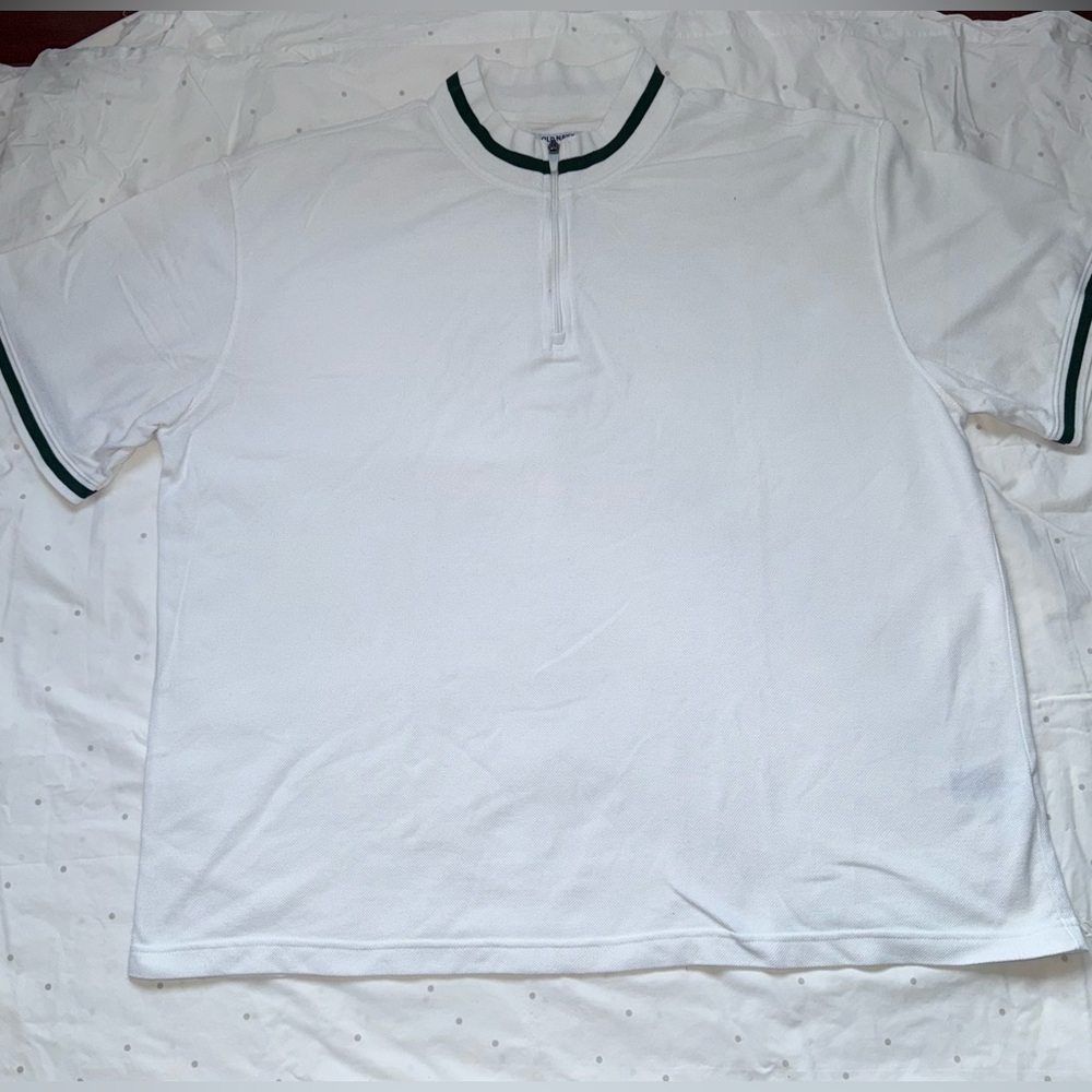 Old Navy White Polo with Green Trim